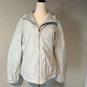 Sz L Eddie Bauer medium weight grey hooded jacket coat